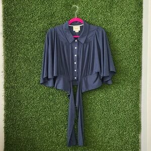 Anthropologie Maeve Blue Button-Up Batwing Blouse